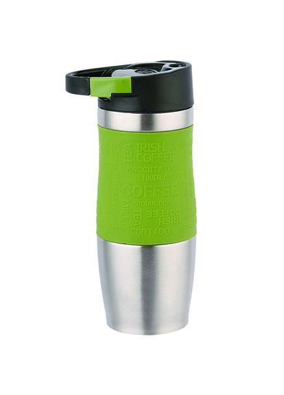 Термокружка с ручкой-карабином EB-626 380 мл Термос чашка Нержавеющая сталь с силиконовым нескользящим держателем Edenberg (354823796)