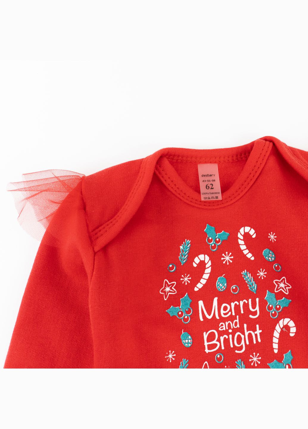 Червоний святковий комплект для дівчинки 3 в 1 боді зі спідницею та пов'язкою merry and bright червоний dexter's