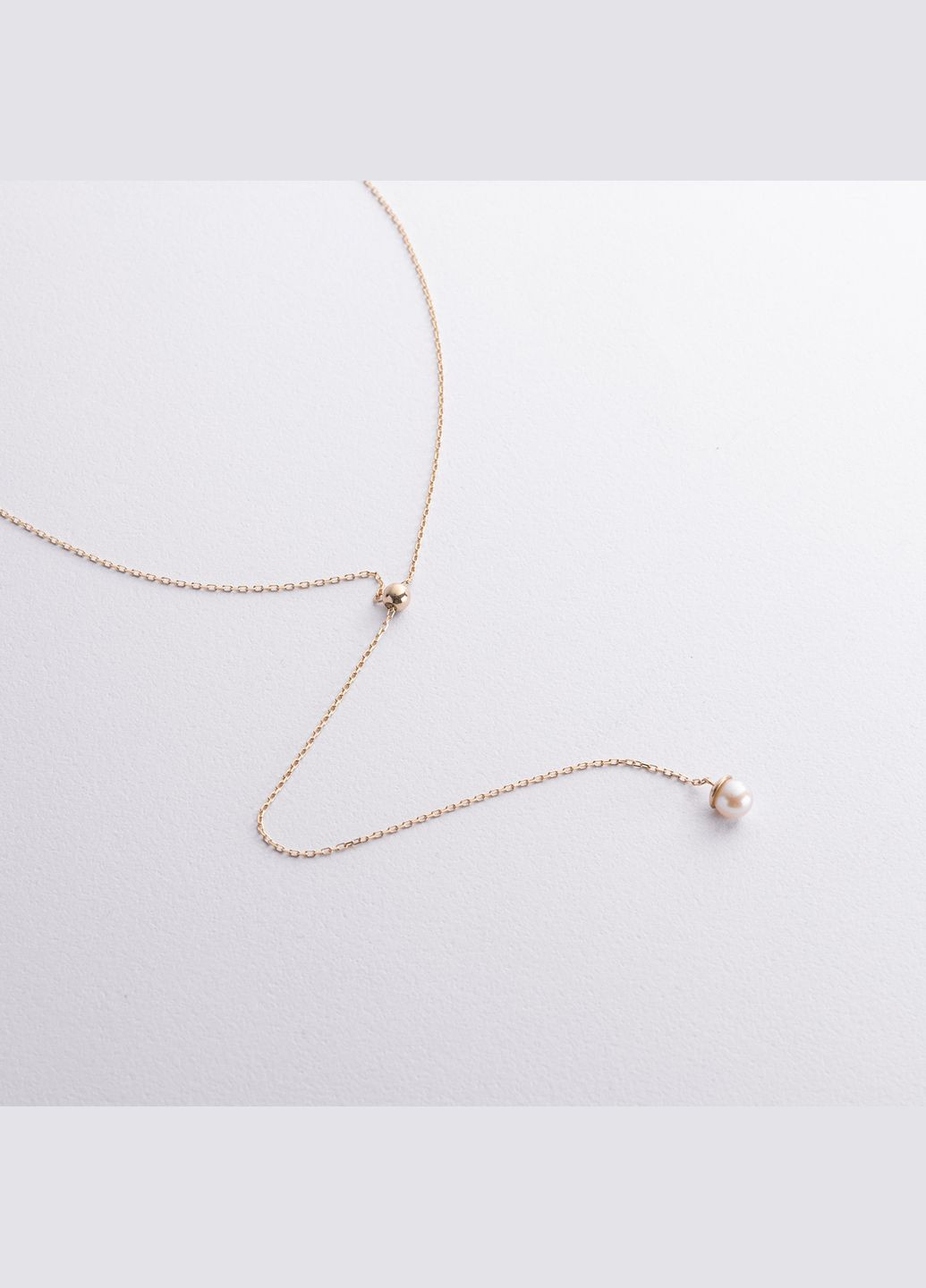 Колье - галстук Жемчужина на цепочке в желтом золоте (регулируемая длина) кол02635 65 65 Oniks (348830252)