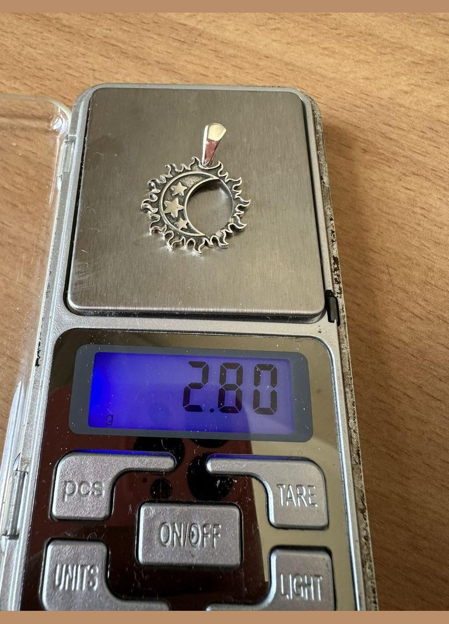 Кулон Срібна підвіска Місяць з зірками в сонці No Brand (327435347)