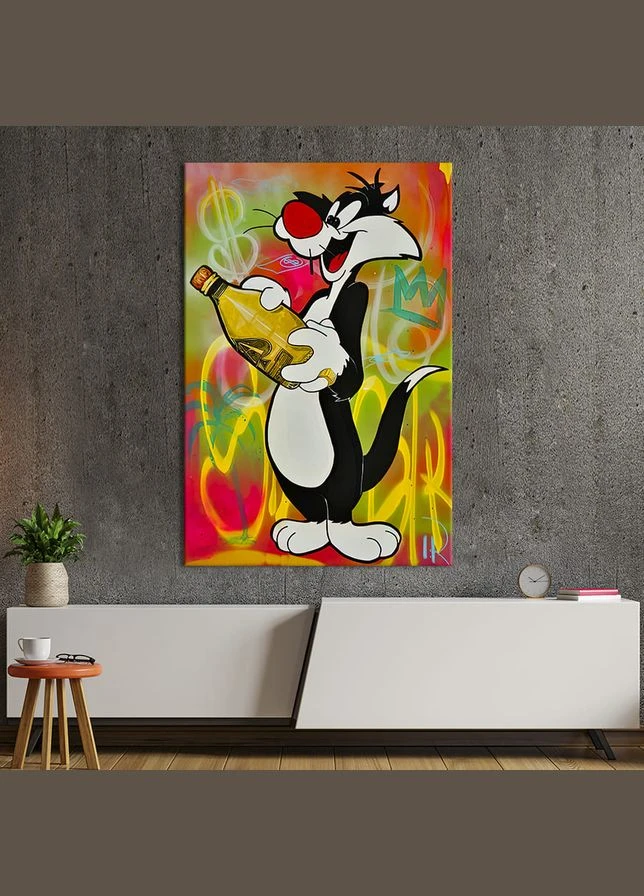 Картина в офис Персонаж Дисней Кот Сильвестр на ярком фоне 120x80 см (2art_5) KilArt (380011427)