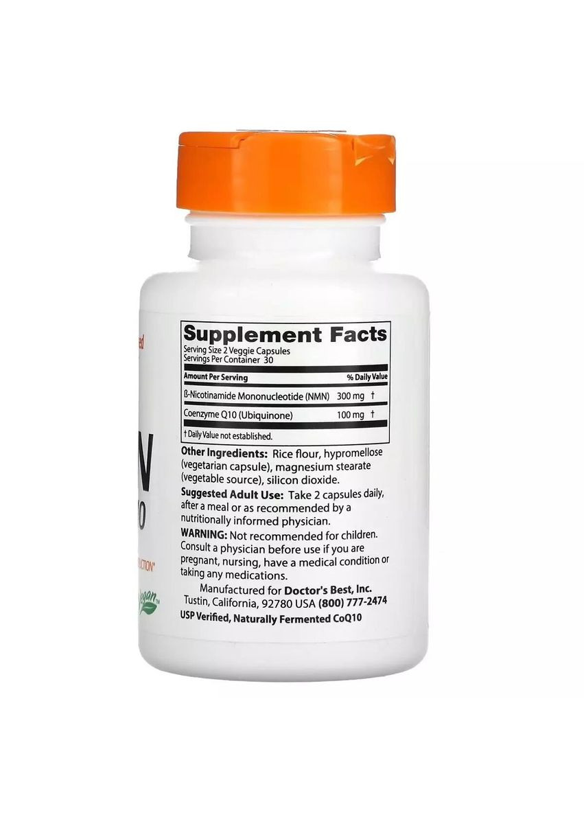 Витамины и минералы NMN + CoQ10, 60 вегакапсул Doctor's Best (322291841)