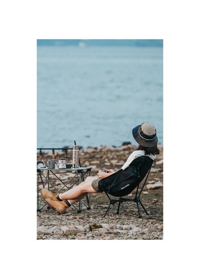 Крісло складане Clamshell 001 Triangle Folding Moon Chair, чорний, для кемпінгу, max навантаження 120 кг, легке 1,1 кг Naturehike (395605182)