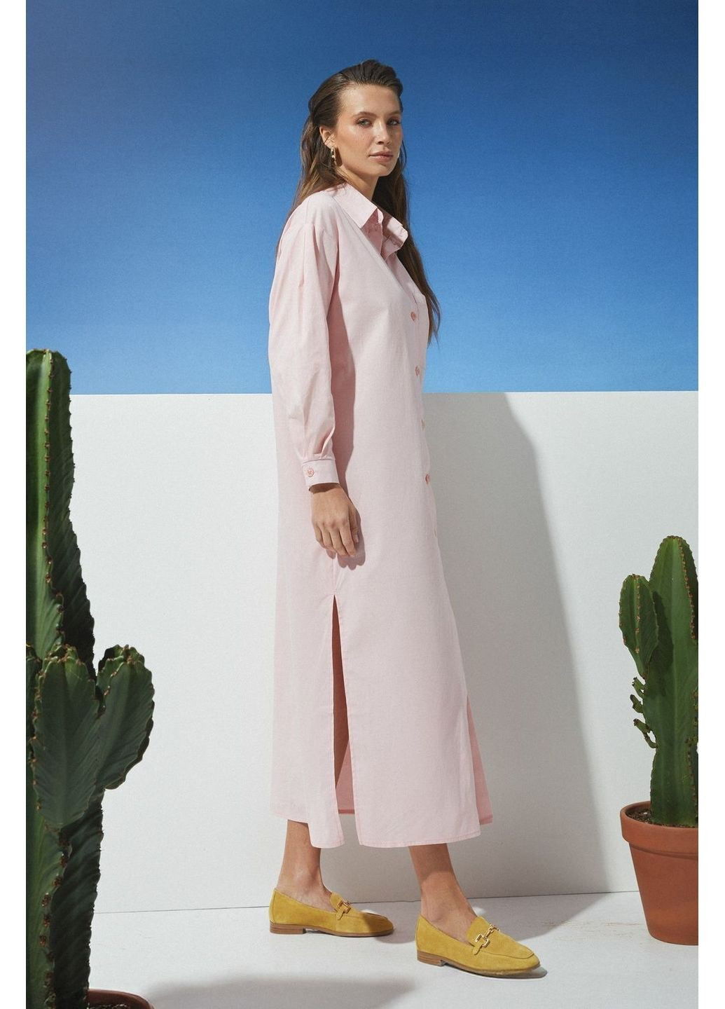 Пудровое платье-рубашка Seventeen