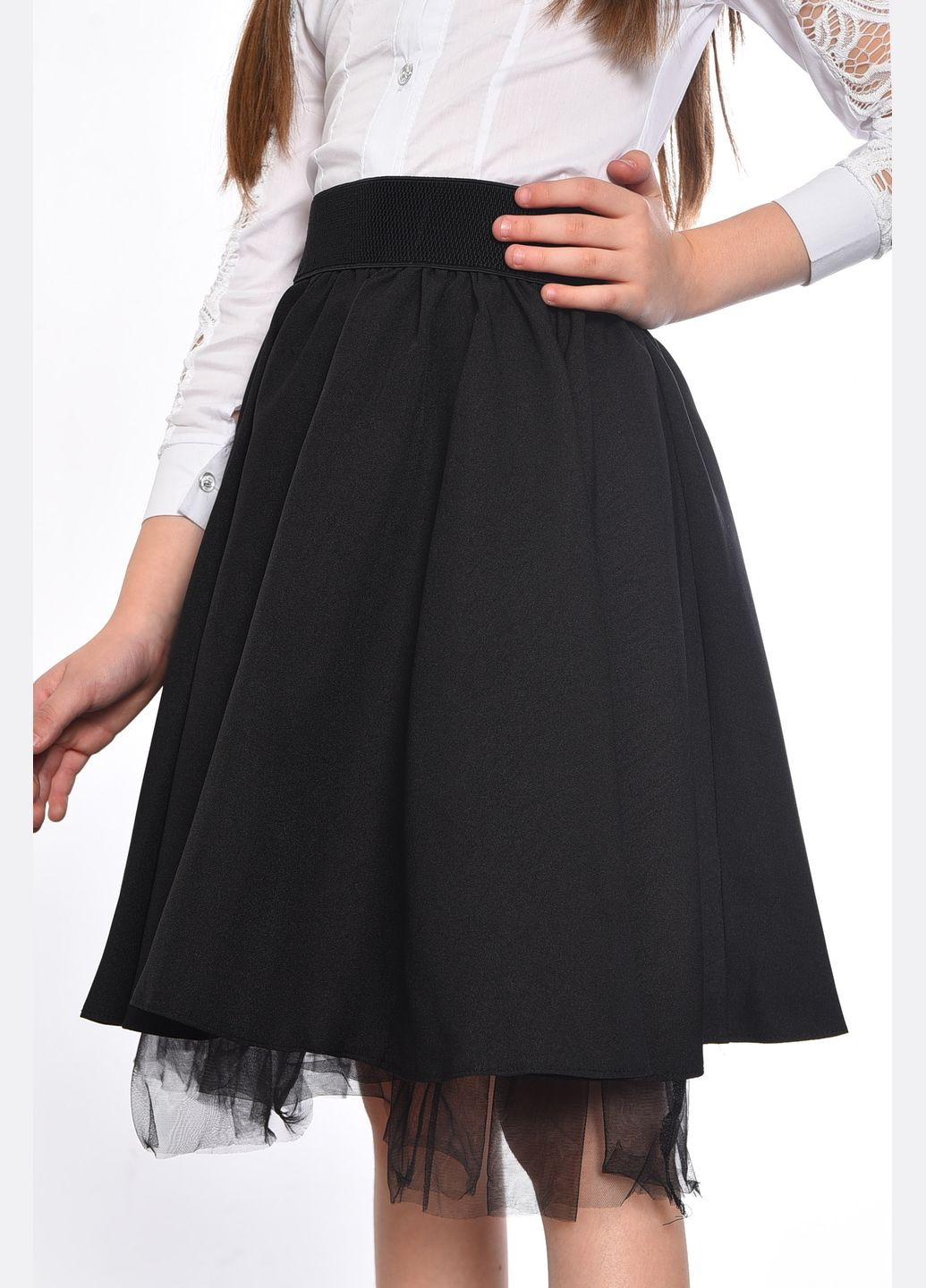 Черная офисная однотонная юбка Let's Shop баллон