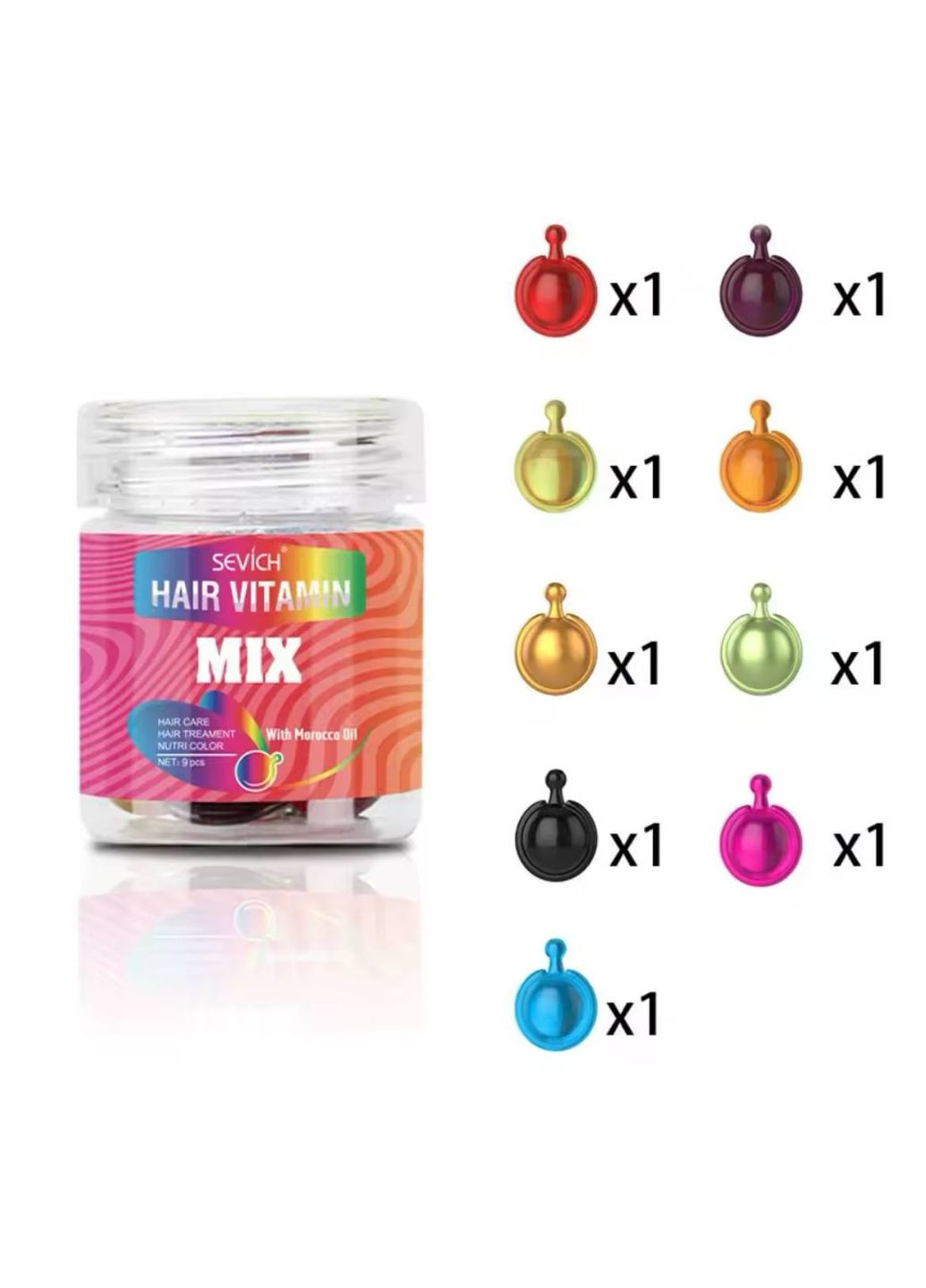 Капсули mix для волосся мікс міні, 9 шт Sevich олія для волосся (331902108)