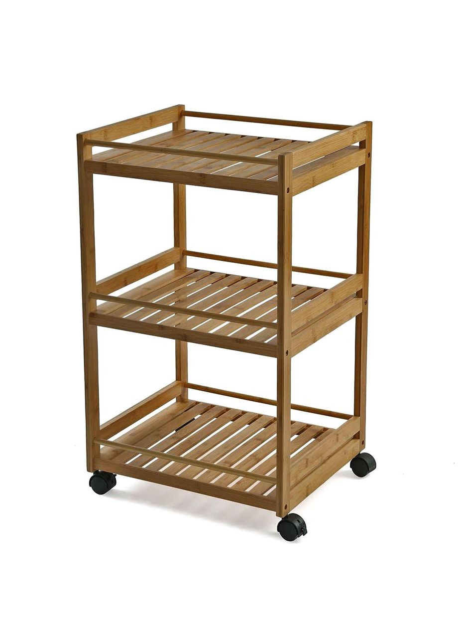 Етажерка з дерева для ванної на коліщатах Елетон сієна (АБТ-001405) No Brand (328209183)