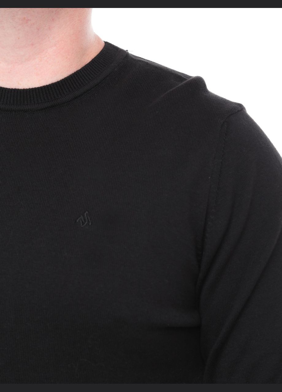 Черный зимний свитер мужской черный тонкий однотонный джемпер MarcoStar Приталена