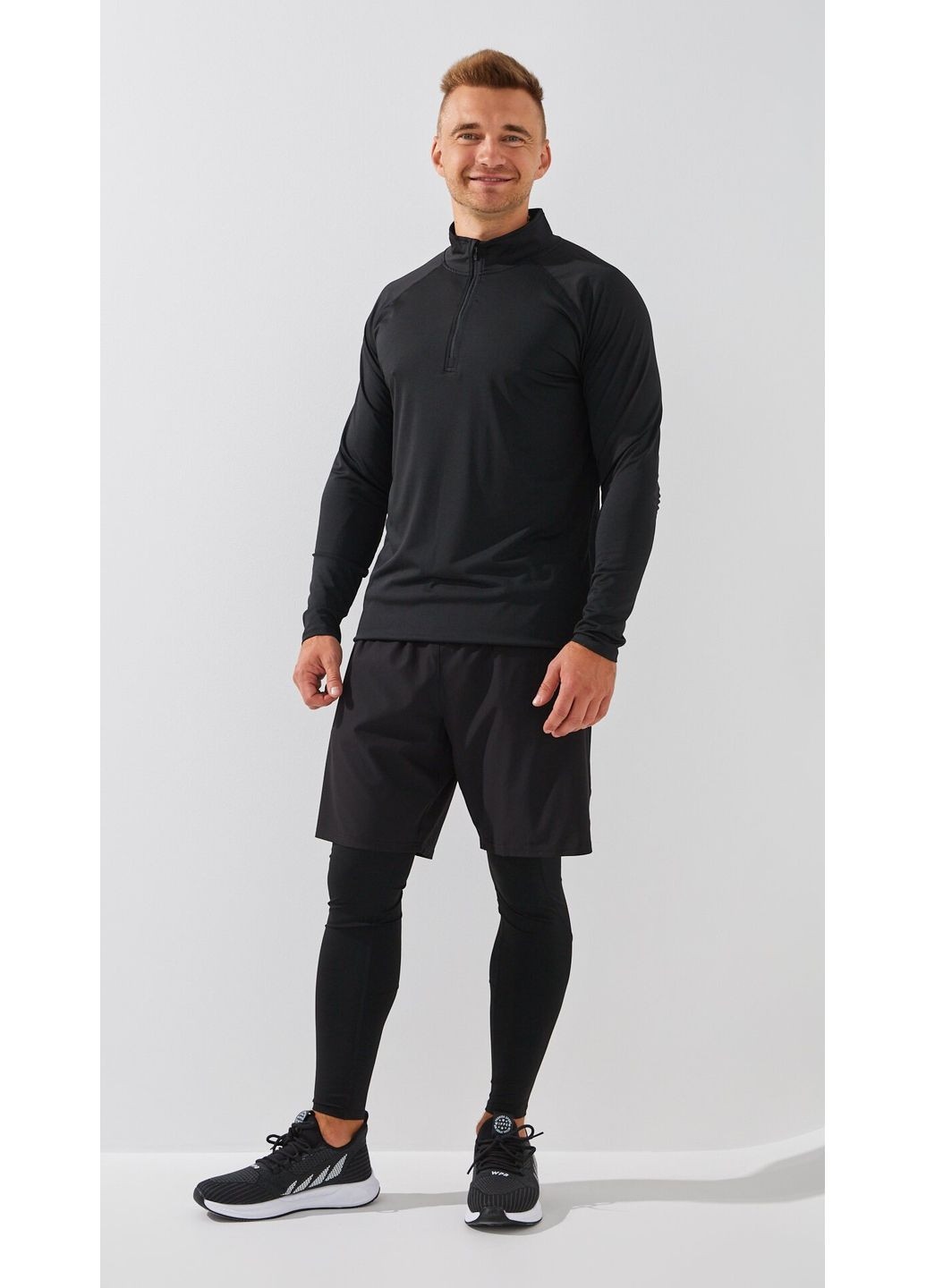 Фитнес шорты однотонные мужские 1015 Черный shop (2000999207006) Demos (353579355)