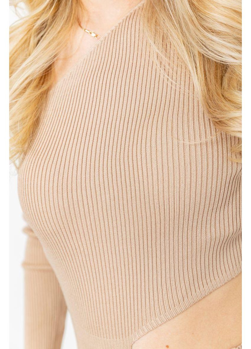 Бежевое платье в рубчик, цвет светло-бежевый, 204r175 Ager