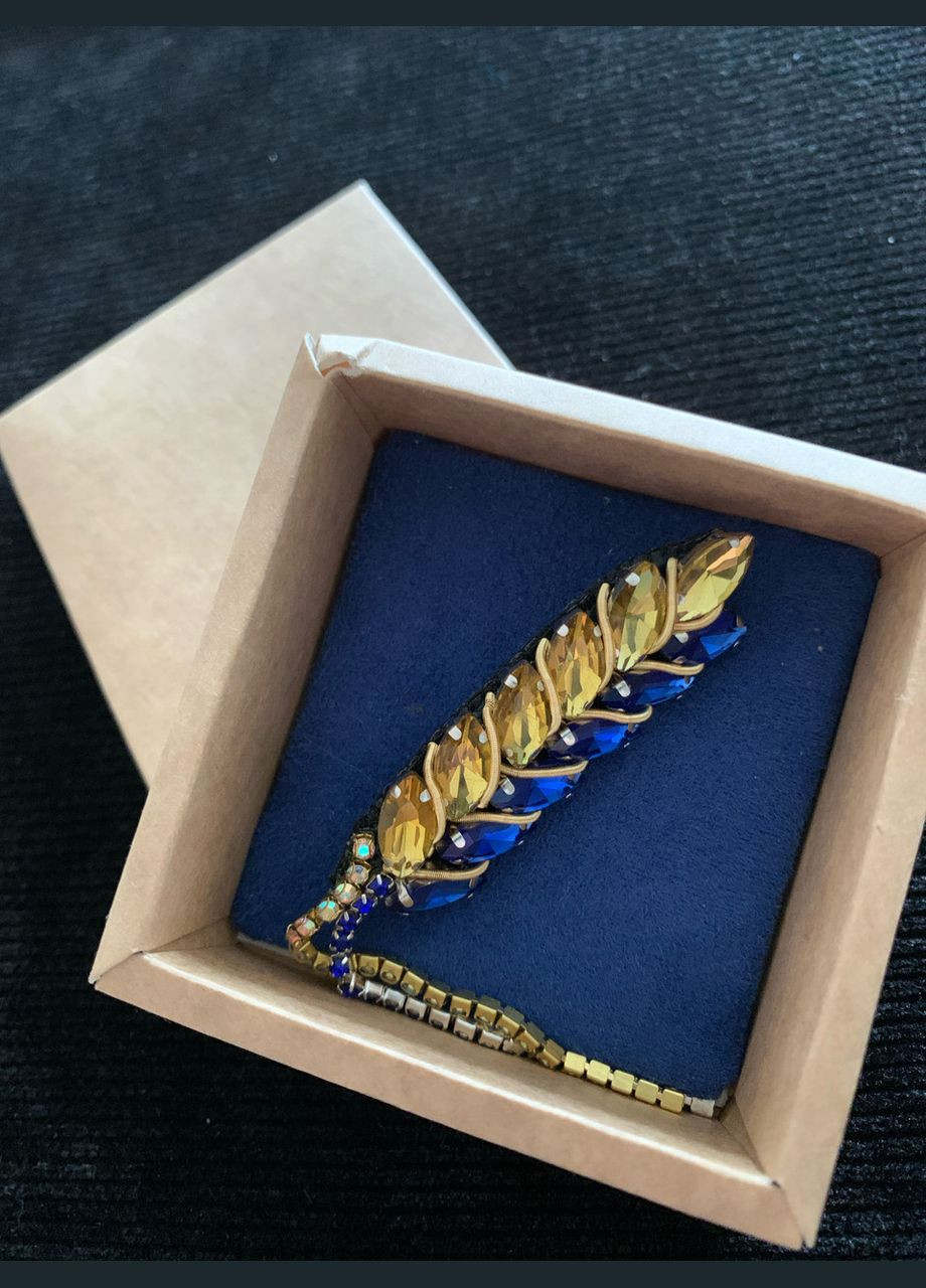 Брошь колосок сине-желтый No Brand (331288546)