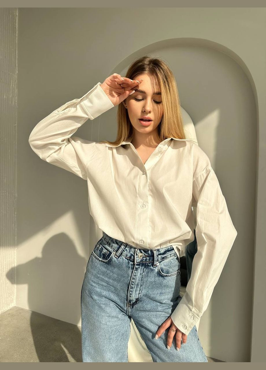 Белая классическая, повседневный, кэжуал, вечерний рубашка No Brand с длинным рукавом