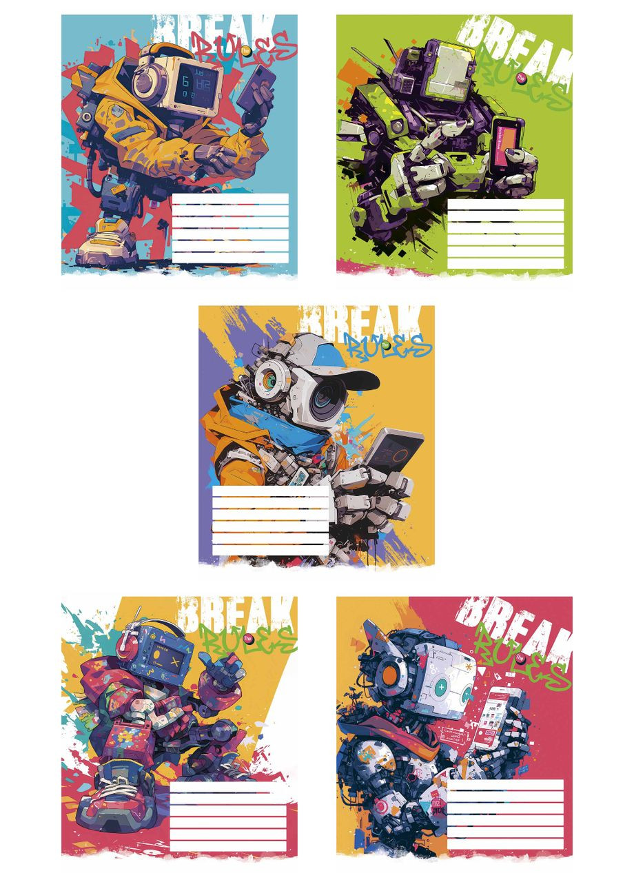 Зошити учнівські, набір 5 шт, Break the rules виб.УФ-лак. Зошит Star у клітинку 12арк. 3492 4823088225631 Школярик (349468915)