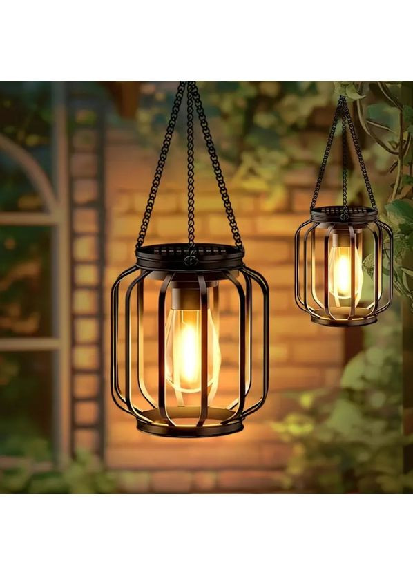 Металевий садовий ліхтар підвісний Сутінки на сонячній батареї, теплий білий Po Fanu (363192881)