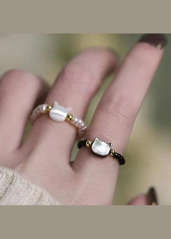 Парные кольца "котики" бисер, набор колечек из бусин, комплект колец парных из бисера, украшение, подарок Fashion Jewelry (337718658)