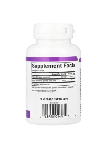 Mixed Vitamin E 134 mg (200 IU) 90 рідких капсул Natural Factors (387022447)