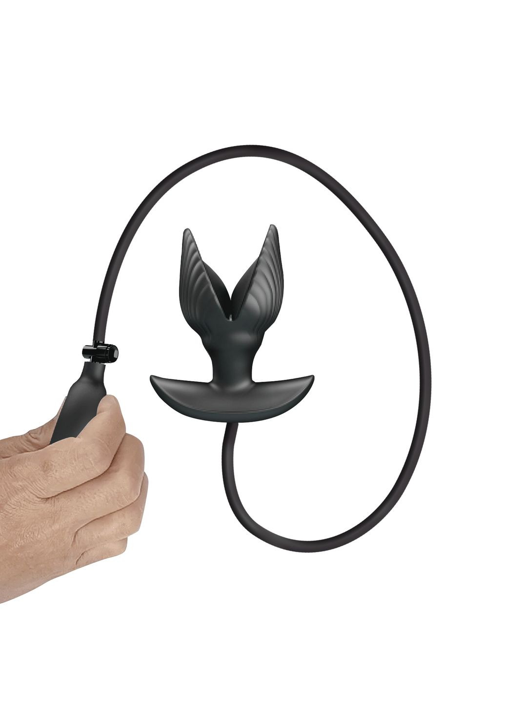 Анальна вібропробка з накачуванням Manson «Мушля», чорна, 9.6 х 4 см Pretty Love (361670382)