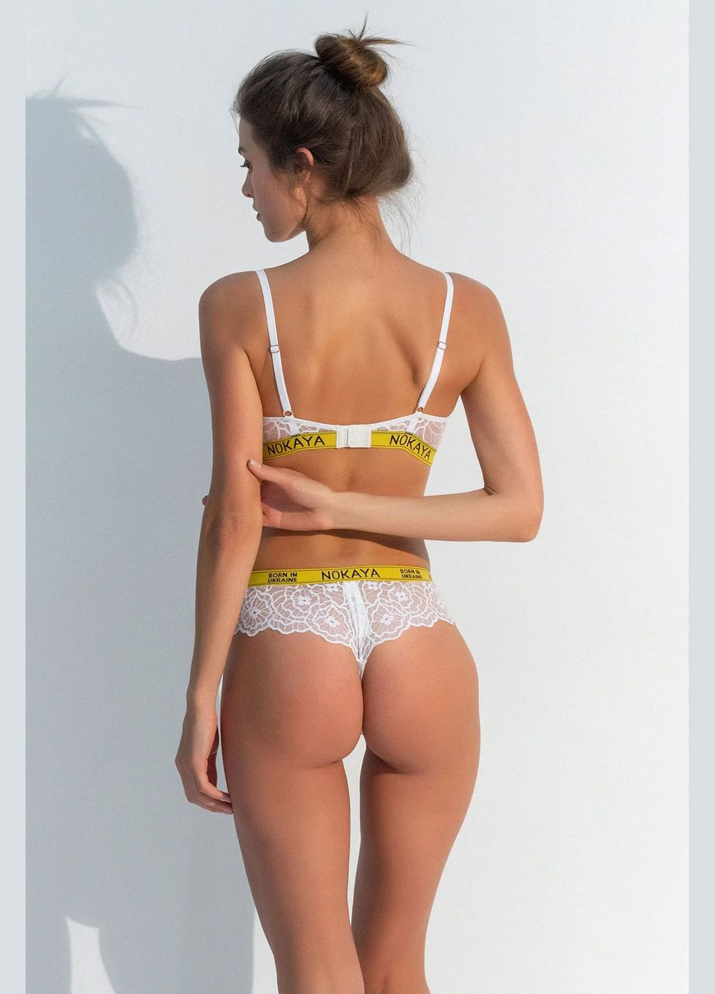 Мереживні трусики стрінги Nokaya 211301-11 Born in Ukraine new white (325402899)