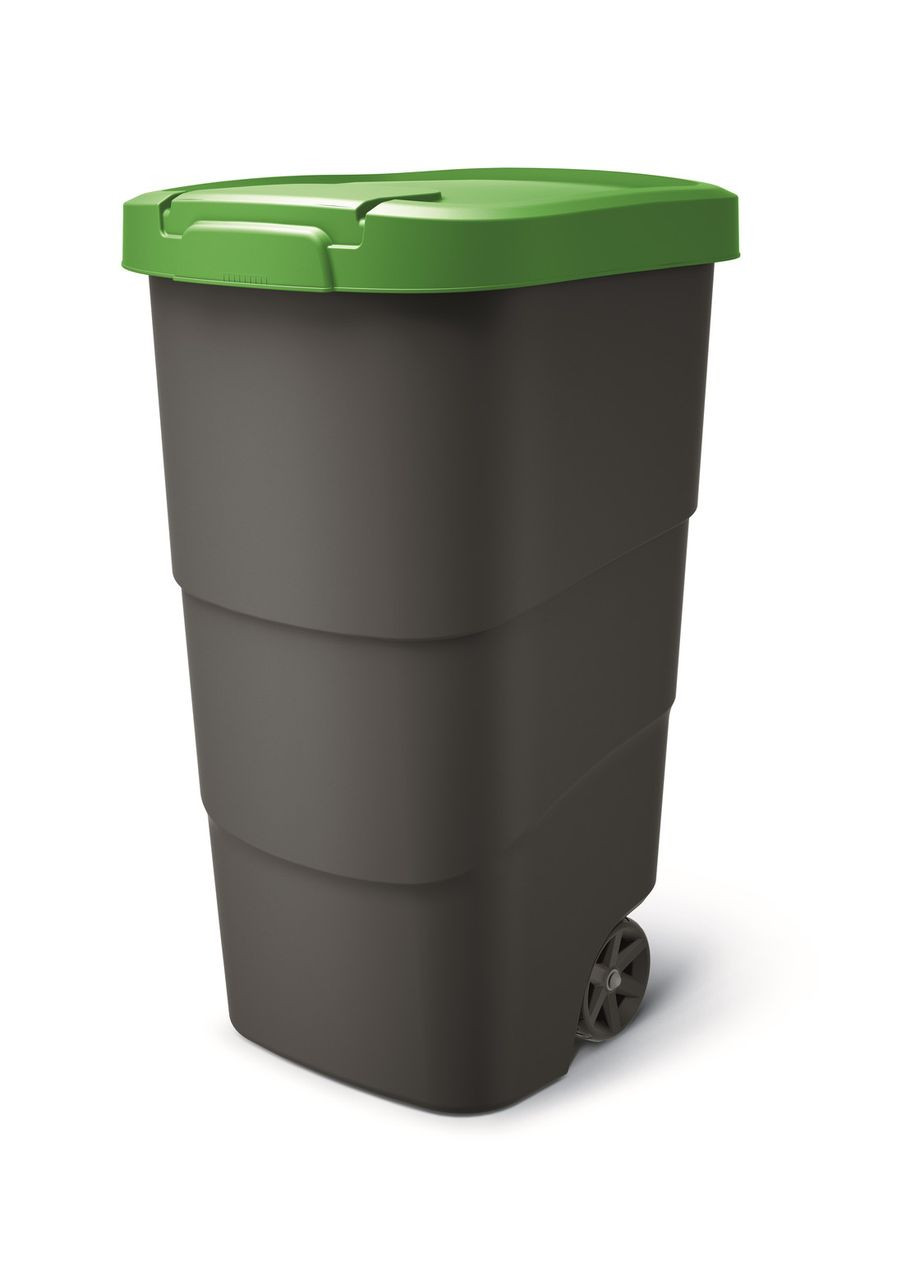 Бак для сміття Wheeler 110 л, антрацит, зелена кришка Prosperplast (329826958)