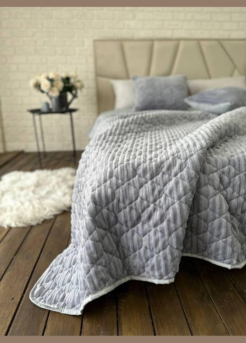 Покривало на ліжко із подушками 210х230 Сірий (П4К-Мpled+poduska004-04) No Brand (306633792)