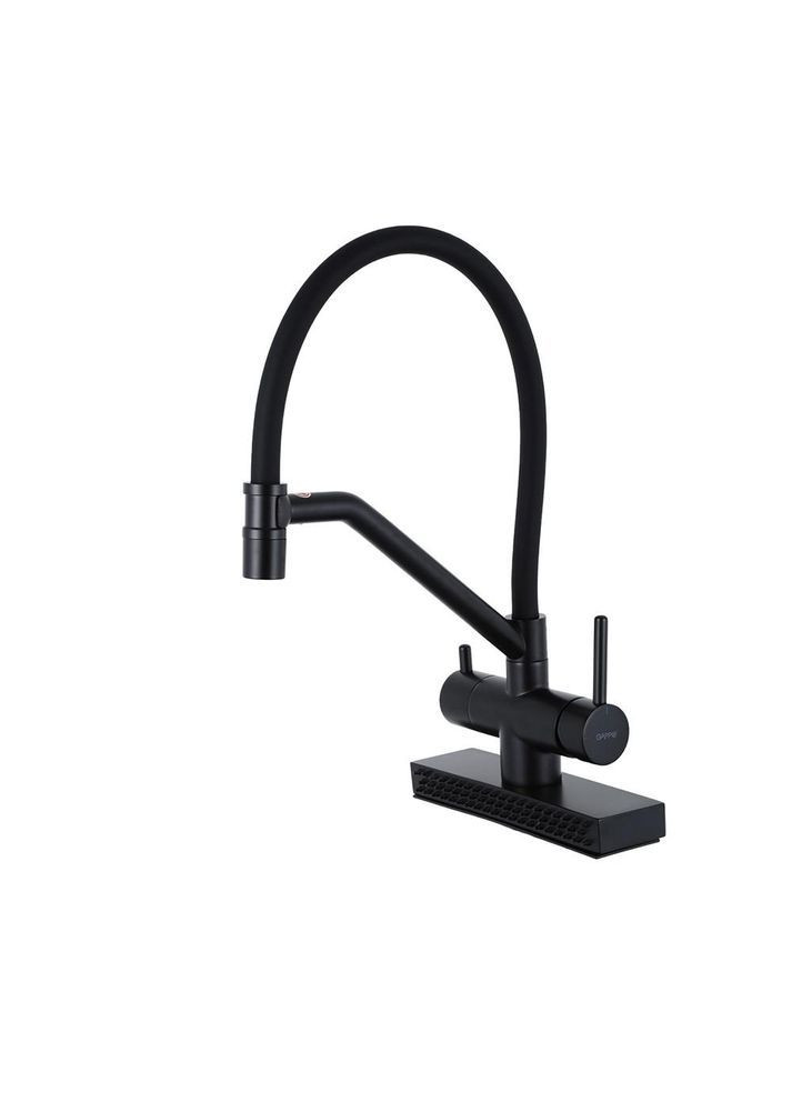 Змішувач для кухні з водоспадом G4098-6, гнучкий вилив, чорний GAPPO (373267186)
