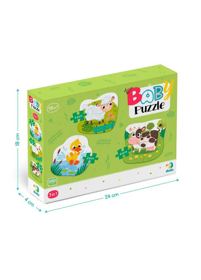 Детский Пазл 3 в 1 "Сельские животные" DoDo 300393, 9 эл No Brand (333941207)