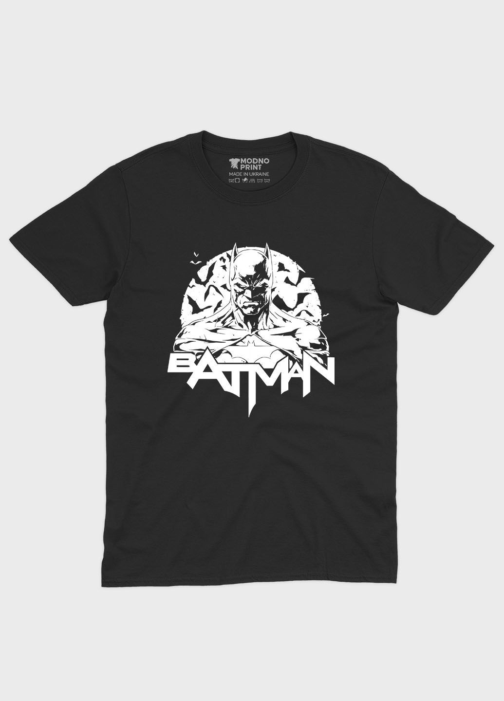 Черная летняя мужская футболка с принтом супергероя - бэтмен (ts001-1-bl-006-003-012-f) Modno