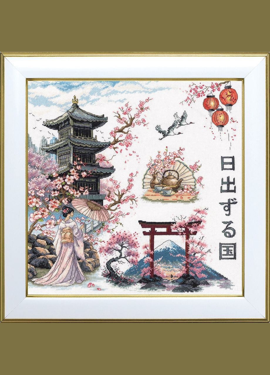 Набір для вишивки муліне ДМС та бісером "Цвітіння сакури", 38х38 см No Brand (340483439)