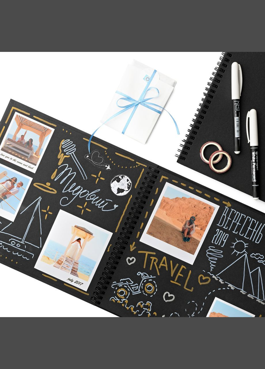 Альбом для фото Синій Велюровий | Фотоальбом з чорними сторінками | сімейний фотоальбом DIY Паросток + 18 фото Your Magnets (351507911)