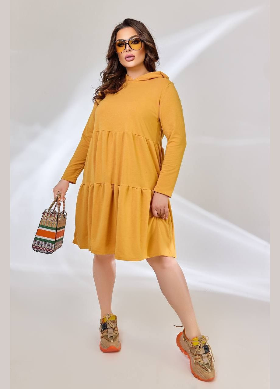 Гірчична сукня з капюшоном No Brand