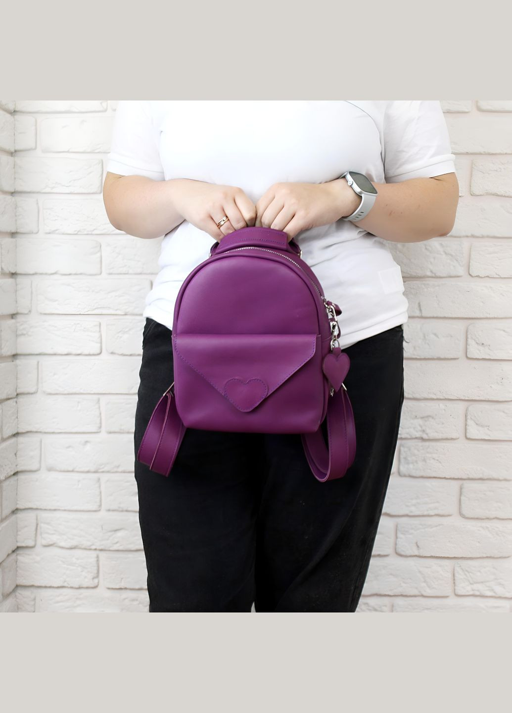 Рюкзак трансформер шкіряний з брелоком. Шкіра Краст. Бузковий. STOK (297863326)