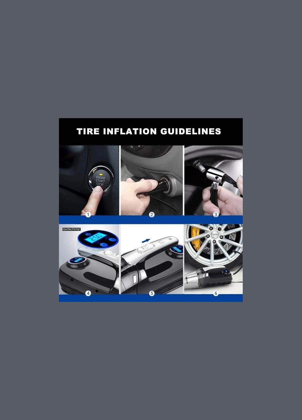 Ручний універсальний автомобільний пилосос B3 з барометром компресора, 120W, Чорний (GK516P) Grikey (302392426)