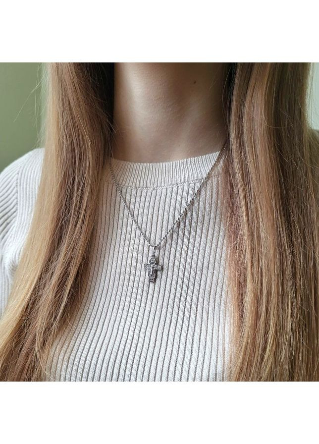 Срібний Хрест з розп'яттям срібло 925 проби Родоване 3065р 1.30г Nobrand (372473936)