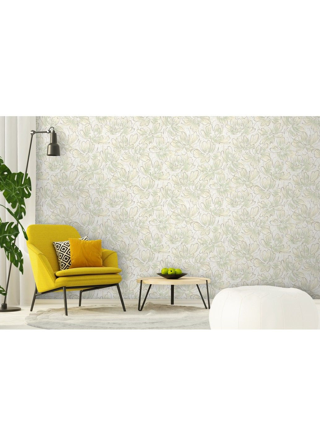 Флизелиновые обои вспененный винил LS Vinil Pure DHL-1652/3 желто-салатовый(1,06х10,05 м) Vinil Wallpaper Factory (316476643)