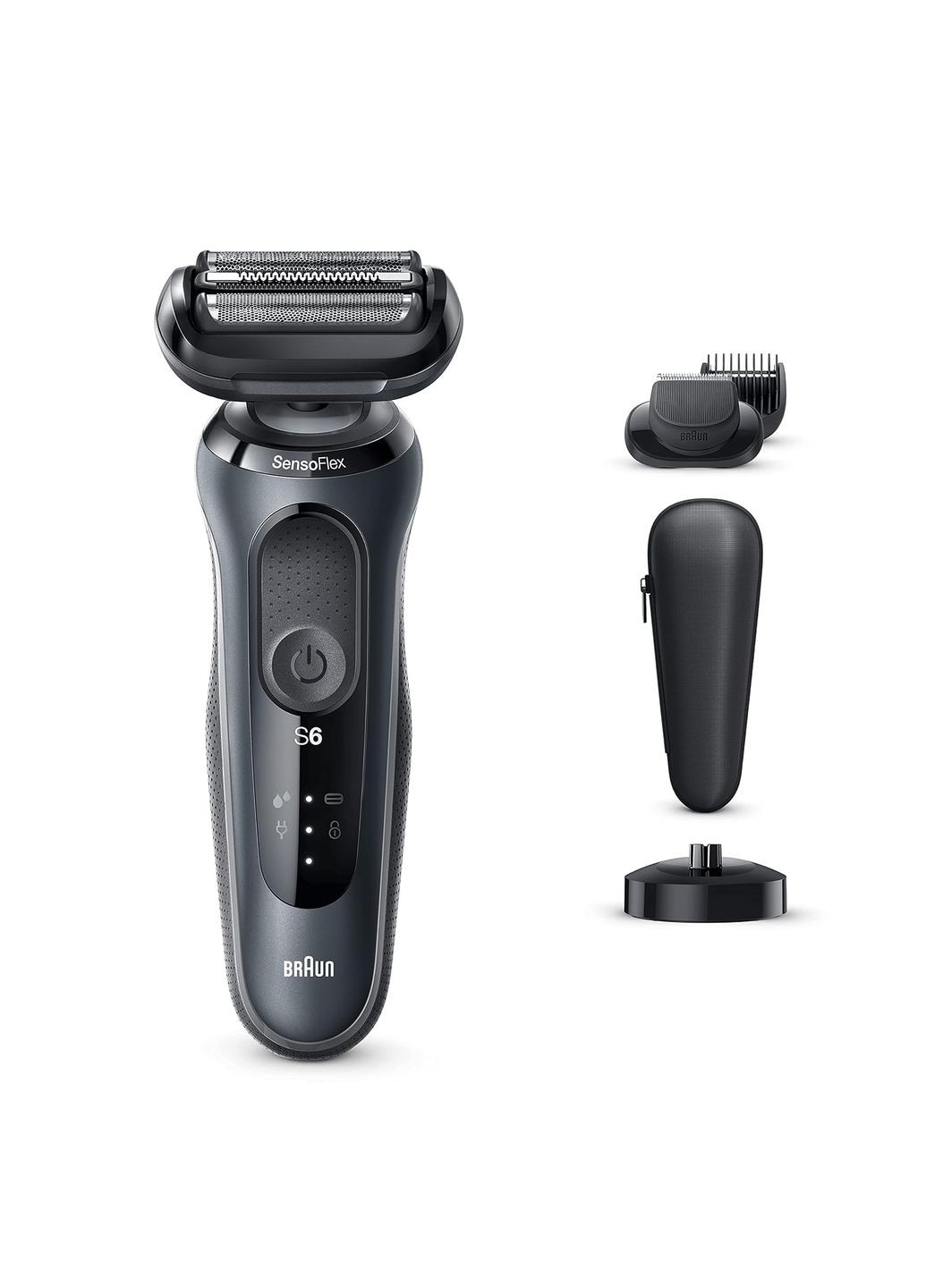 Электробритва Series 6 60-N4500cs с триммером и зарядной станцией и чехлом черная Braun (331769903)