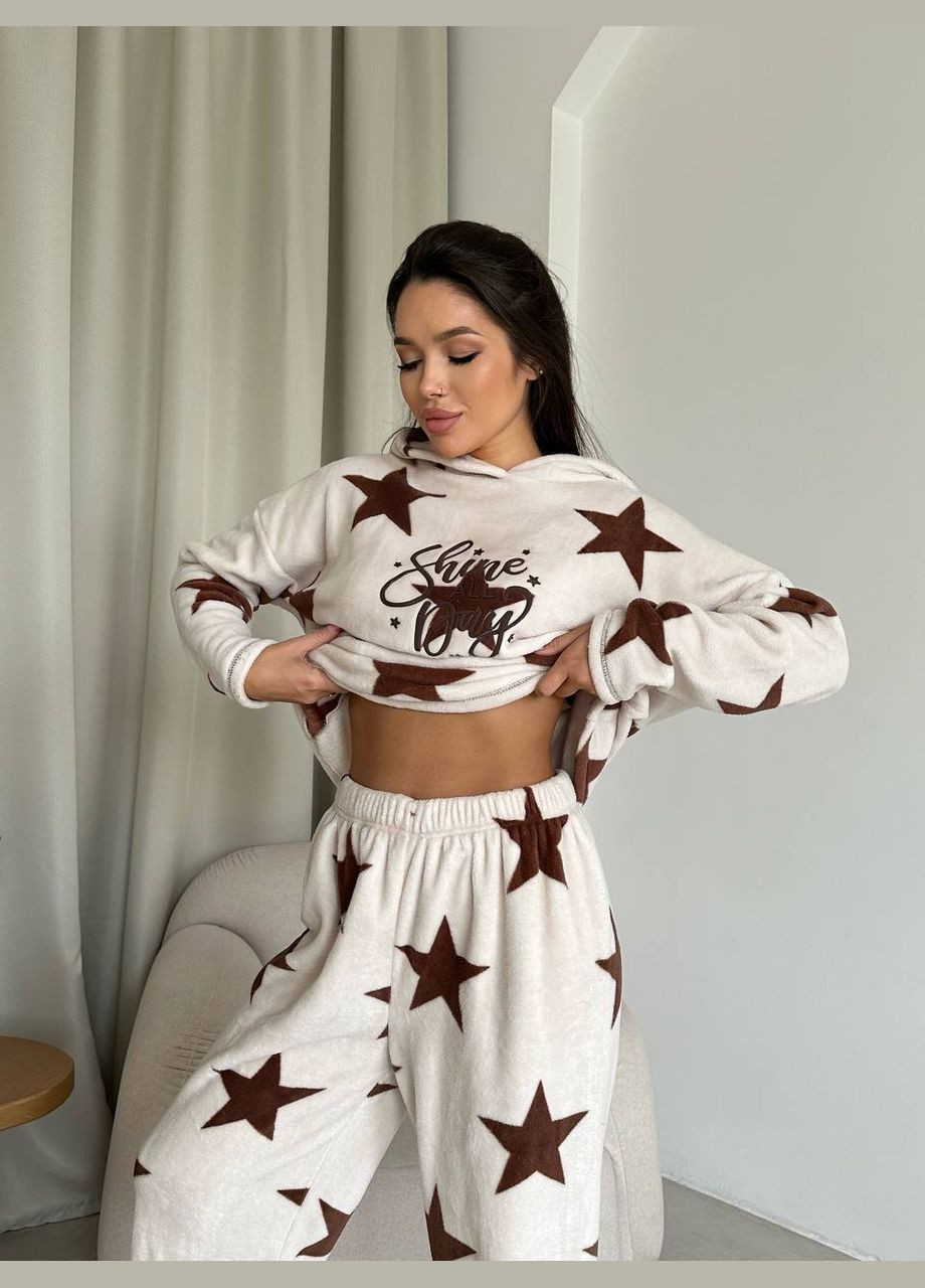 Чорно-біла зимня піжама з капюшоном кофта + брюки Eliz