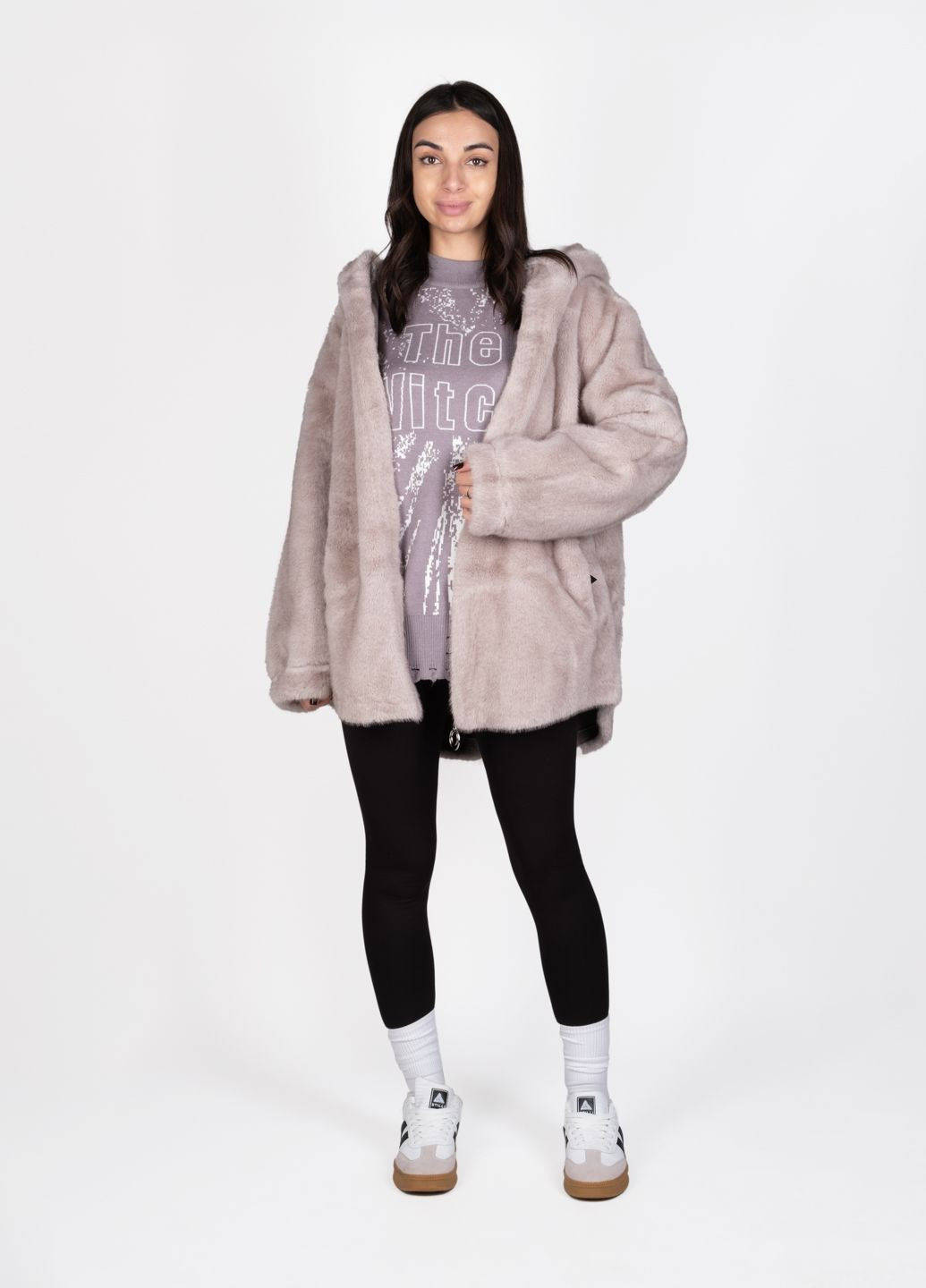 Сіра зимня шуба жіноча 345023 Power