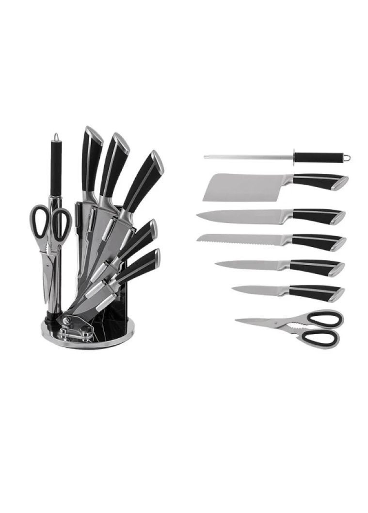 Набір ножів — повний кухонний арсенал для щоденного використання Unique UN-1838 чорний,