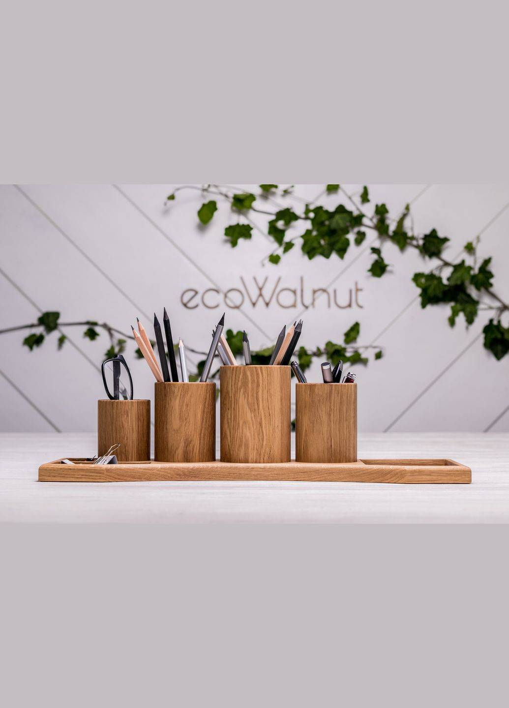 Настільний органайзер «Titanic» із деревини дуба Підставка для канцелярії EcoWalnut (295673208)