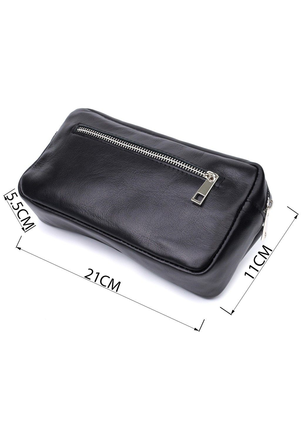 Прямоугольная сумка-бананка для мужчин из натуральной глянцевой кожи 22825 Черная Shvigel (313102107)