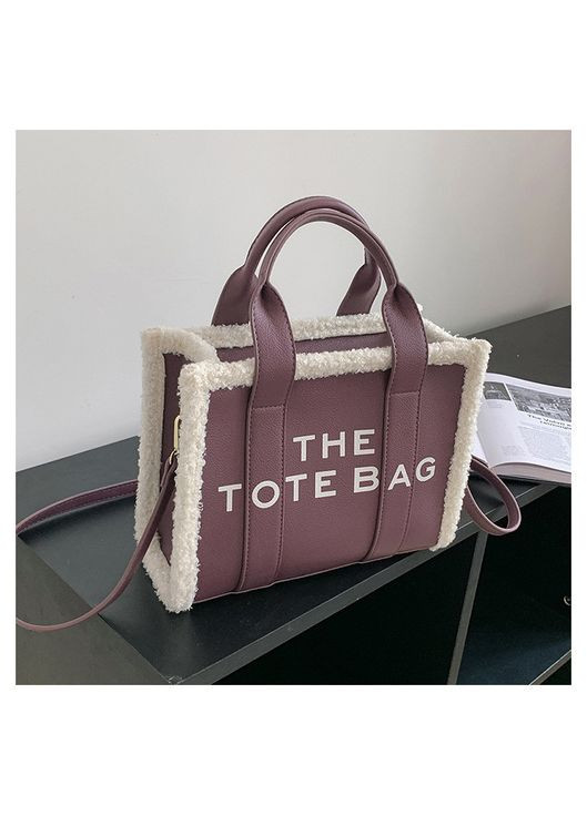 Женская меховая сумка 8896 кросс-боди с двумя ручками фиолетовая No Brand (366871955)