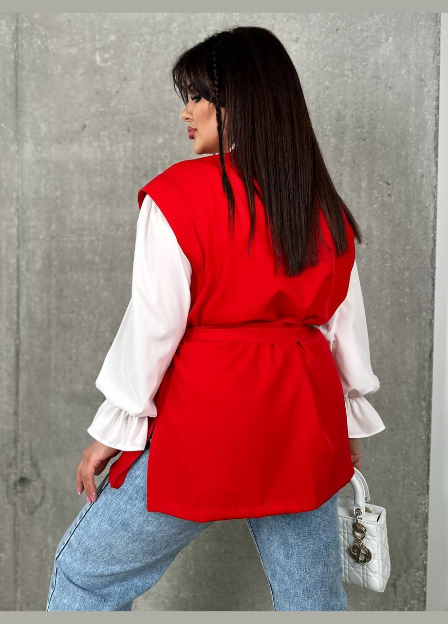 Женский костюм двойка жилетка и блуза цвет красный р.48/50 454104 New Trend (289477989)