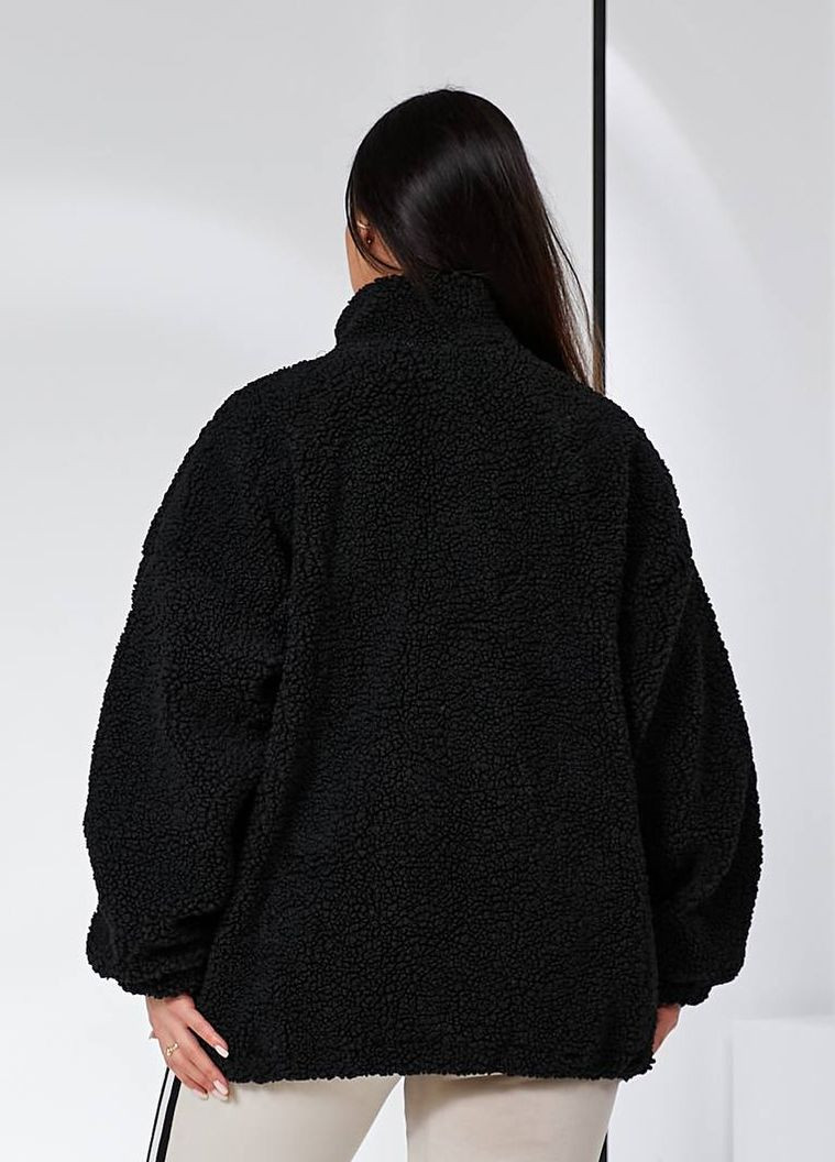 Чорна демісезонна жіноча тепла куртка-барашок Modena