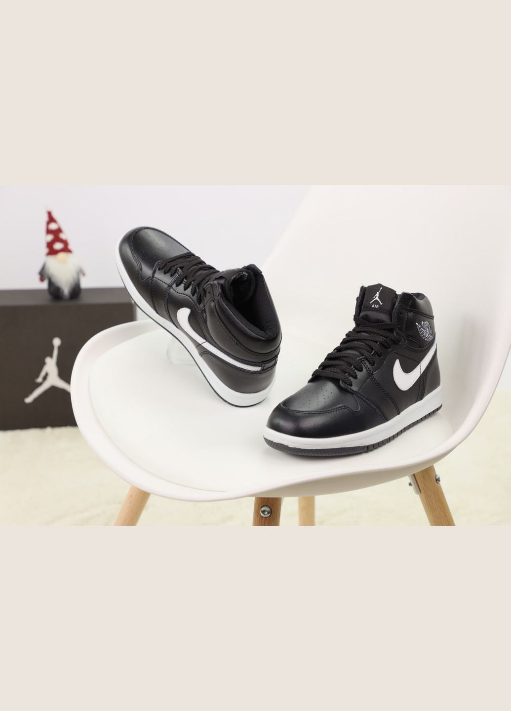 Кроссовки зимние женские и мужские Nike Air Jordan 1 winter black white fur | Найк Аир Джордан 1 черно-белые с мехом No Brand чёрно-белые зима (308072641)