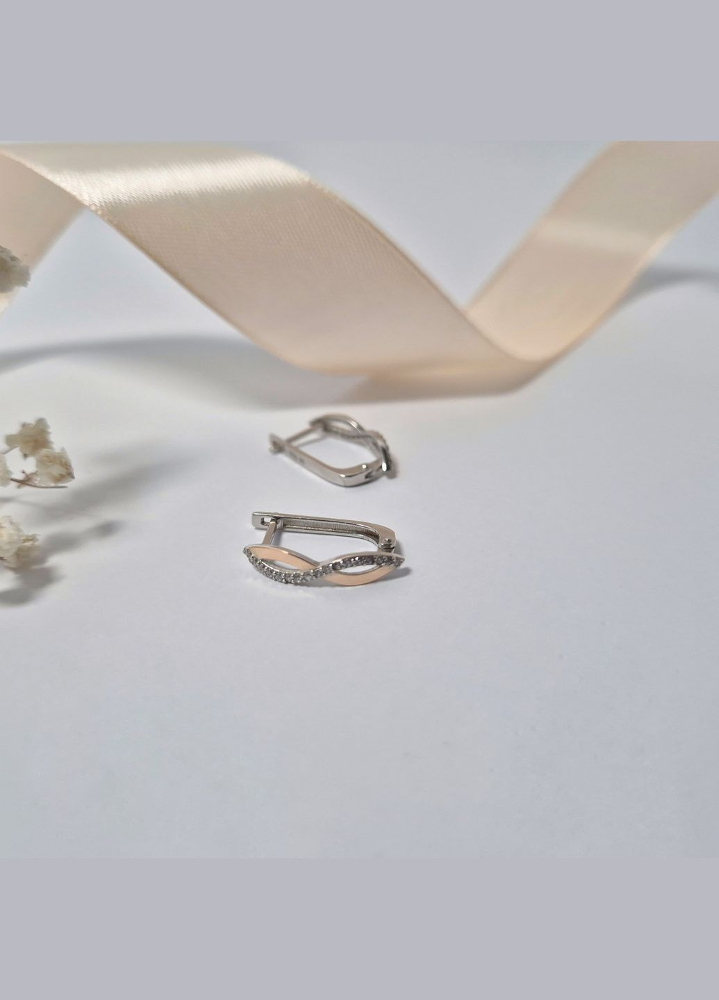 Серебряные сережки серьги с золотой пластиной Волна серебро 925 пробы золото 375 1555 1.77г No Brand (308369753)