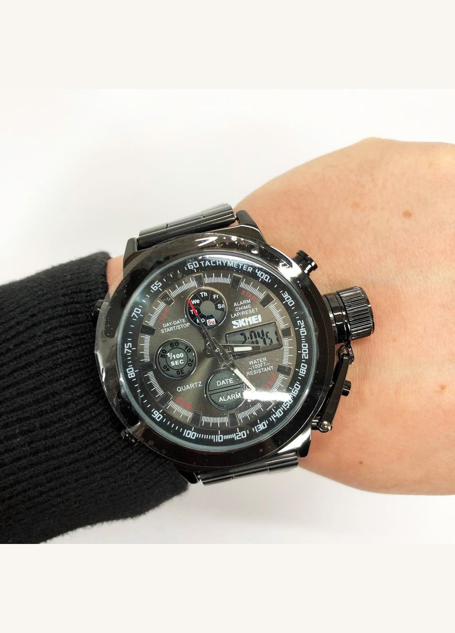 Часы наручные мужские 1515BK BLACK, часы наручные электронные тактические. Цвет: черный Skmei (364664177)