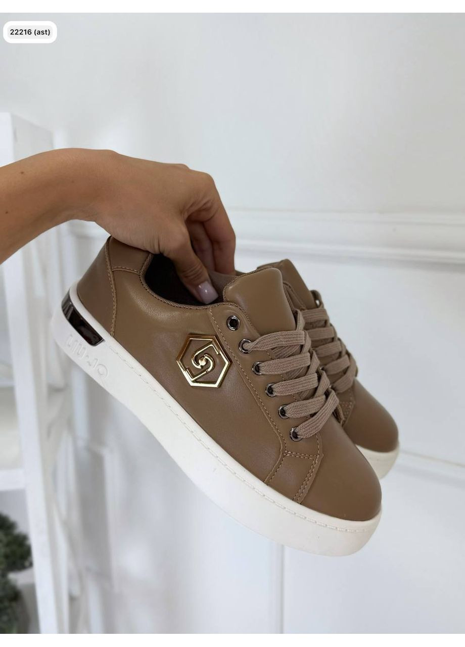 Стильные женские кеды из натуральной кожи цвет карамель. No Brand коричневые демисезоны (354820510)