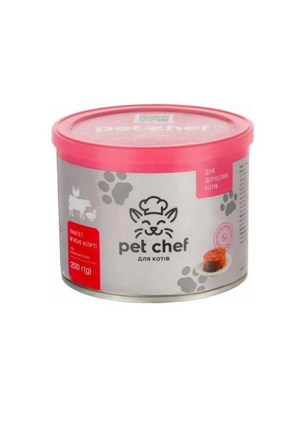 Влажный корм для взрослых кошек паштет 200 г мясное ассорти Pet Chef (286472994)