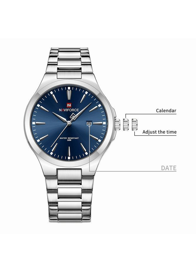 Наручний годинник чоловічий Spartan Сріблястий (3558) Naviforce (363318815)