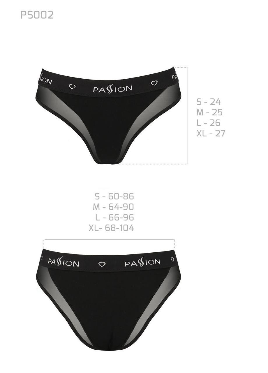 Чорний демісезонний трусики з прозорою вставкою ps002 panties black, size m Passion